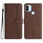 For Xiaomi Redmi A1+ Heart Pattern Skin Feel Leather Phone Case(Brown)