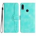 For Xiaomi Redmi Note 7 Heart Pattern Skin Feel Leather Phone Case(Light Blue)