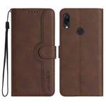 For Xiaomi Redmi Note 7 Heart Pattern Skin Feel Leather Phone Case(Brown)