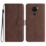For Xiaomi Redmi Note 9 4G Global/10X 4G Heart Pattern Skin Feel Leather Phone Case(Brown)
