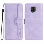 For Xiaomi Redmi Note 9 Pro Heart Pattern Skin Feel Leather Phone Case(Purple)