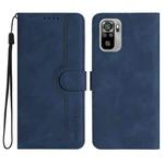 Global Heart Pattern Skin Feel Leather Phone Case For Xiaomi Redmi Note 10 4G Global/Note 10S Global/Note 11SE 4G India/Poco M5s 4G Global (Royal Blue)