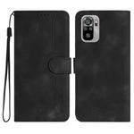 Heart Pattern Skin Feel Leather Phone Case For Xiaomi Redmi Note 10 4G Global/Note 10S Global/Note 11SE 4G India/Poco M5s 4G Global (Black)