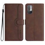 For Xiaomi Redmi Note 10 5G Heart Pattern Skin Feel Leather Phone Case(Brown)