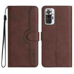 For Xiaomi Redmi Note 10 Pro 4G Global/Note 10 Pro Max Heart Pattern Skin Feel Leather Phone Case(Brown)