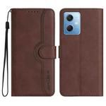 For Xiaomi Redmi Note 12 5G Heart Pattern Skin Feel Leather Phone Case(Brown)