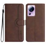 For Xiaomi Civi 2 Heart Pattern Skin Feel Leather Phone Case(Brown)