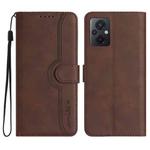 For Xiaomi Poco M5 Heart Pattern Skin Feel Leather Phone Case(Brown)