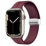 Magnetic Fold Clasp Silicone Watch Band For Apple Watch Series 8&7 41mm / SE 2&6&SE&5&4 40mm / 3&2&1 38mm(Wine Red)
