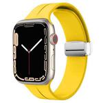 Magnetic Fold Clasp Silicone Watch Band For Apple Watch Series 8&7 41mm / SE 2&6&SE&5&4 40mm / 3&2&1 38mm(Bright Yellow)