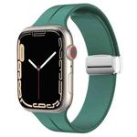 Magnetic Fold Clasp Silicone Watch Band For Apple Watch Series 8&7 41mm / SE 2&6&SE&5&4 40mm / 3&2&1 38mm(Pine Green)
