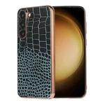 For Samsung Galaxy S23 5G Crocodile Texture Genuine Leather Nano Electroplating Phone Case(Dark Green)