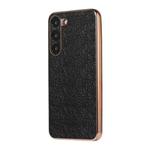 For Samsung Galaxy S23 5G Sky Series Nano Electroplating Genuine Leather Phone Case(Black)