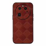 For OPPO Find X6 Weave Plaid PU Phone Case(Brown)