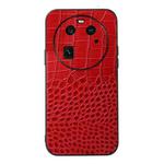 For OPPO Find X6 Crocodile Texture Genuine Leather Phone Case(Red)