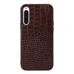 For Sony Xperia 10 V Crocodile Texture Genuine Leather Phone Case(Coffee)