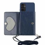 For Samsung Galaxy A14 5G Crossbody Lanyard Wallet Card Bag Phone Case(Dark Blue)