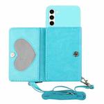 For Samsung Galaxy S23 5G Crossbody Lanyard Wallet Card Bag Phone Case(Blue)