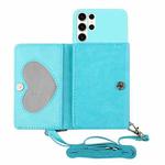 For Samsung Galaxy S23 Ultra 5G Crossbody Lanyard Wallet Card Bag Phone Case(Blue)