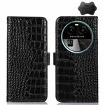 For OPPO Find X6 Crocodile Top Layer Cowhide Leather Phone Case(Black)