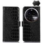 For OPPO Find X6 Pro Crocodile Top Layer Cowhide Leather Phone Case(Black)