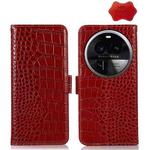 For OPPO Find X6 Pro Crocodile Top Layer Cowhide Leather Phone Case(Red)