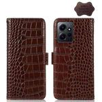 For Xiaomi Redmi Note 12 4G Global Crocodile Top Layer Cowhide Leather Phone Case(Brown)
