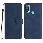 For Motorola Moto E20/E30/E40 Heart Pattern Skin Feel Leather Phone Case(Royal Blue)