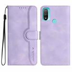 For Motorola Moto E20/E30/E40 Heart Pattern Skin Feel Leather Phone Case(Purple)