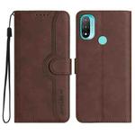 For Motorola Moto E20/E30/E40 Heart Pattern Skin Feel Leather Phone Case(Brown)