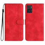 For Motorola Moto E22 Heart Pattern Skin Feel Leather Phone Case(Red)