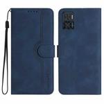 For Motorola Moto E22 Heart Pattern Skin Feel Leather Phone Case(Royal Blue)