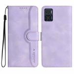 For Motorola Moto E22 Heart Pattern Skin Feel Leather Phone Case(Purple)