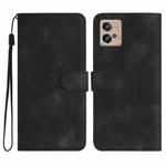 For Motorola Moto G32 Heart Pattern Skin Feel Leather Phone Case(Black)