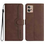 For Motorola Moto G32 Heart Pattern Skin Feel Leather Phone Case(Brown)