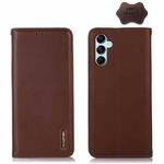 For Samsung Galaxy M14 5G KHAZNEH Nappa Top Layer Cowhide Leather Phone Case(Brown)