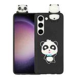 For Samsung Galaxy S23 5G 3D Lying Cartoon TPU Shockproof Phone Case(Panda with Blue Bow)