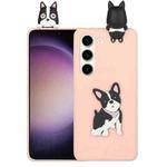 For Samsung Galaxy S23 5G 3D Lying Cartoon TPU Shockproof Phone Case(Cute Dog)