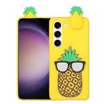 For Samsung Galaxy S23 5G 3D Lying Cartoon TPU Shockproof Phone Case(Pineapple)