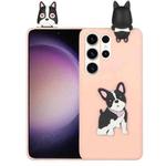 For Samsung Galaxy S23 Ultra 5G 3D Lying Cartoon TPU Shockproof Phone Case(Cute Dog)