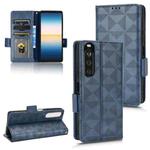 For Sony Xperia 1 III Symmetrical Triangle Leather Phone Case(Blue)