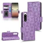 For Sony Xperia 5 IV Symmetrical Triangle Leather Phone Case(Purple)