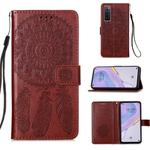 For Huawei Nova 7 5G Dream Catcher Printing Horizontal Flip Leather Case with Holder & Card Slots & Wallet & Lanyard(Brown)