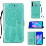 For Huawei P40 Lite E / Y7P Dream Catcher Printing Horizontal Flip Leather Case with Holder & Card Slots & Wallet & Lanyard(Green)