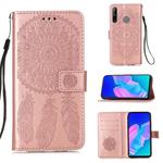 For Huawei P40 Lite E / Y7P Dream Catcher Printing Horizontal Flip Leather Case with Holder & Card Slots & Wallet & Lanyard(Rose Gold)