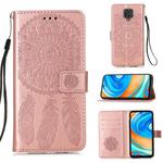 For Xiaomi Redmi Note 9S Dream Catcher Printing Horizontal Flip Leather Case with Holder & Card Slots & Wallet & Lanyard(Rose Gold)