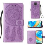 For Xiaomi Redmi Note 9 Pro Max Dream Catcher Printing Horizontal Flip Leather Case with Holder & Card Slots & Wallet & Lanyard(Purple)