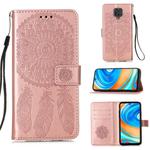 For Xiaomi Redmi Note 9 Pro Max Dream Catcher Printing Horizontal Flip Leather Case with Holder & Card Slots & Wallet & Lanyard(Rose Gold)