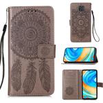For Xiaomi Redmi Note 9 Pro Max Dream Catcher Printing Horizontal Flip Leather Case with Holder & Card Slots & Wallet & Lanyard(Grey)