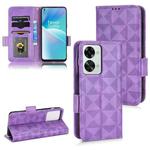 For OnePlus Nord 2T 5G Symmetrical Triangle Leather Phone Case(Purple)